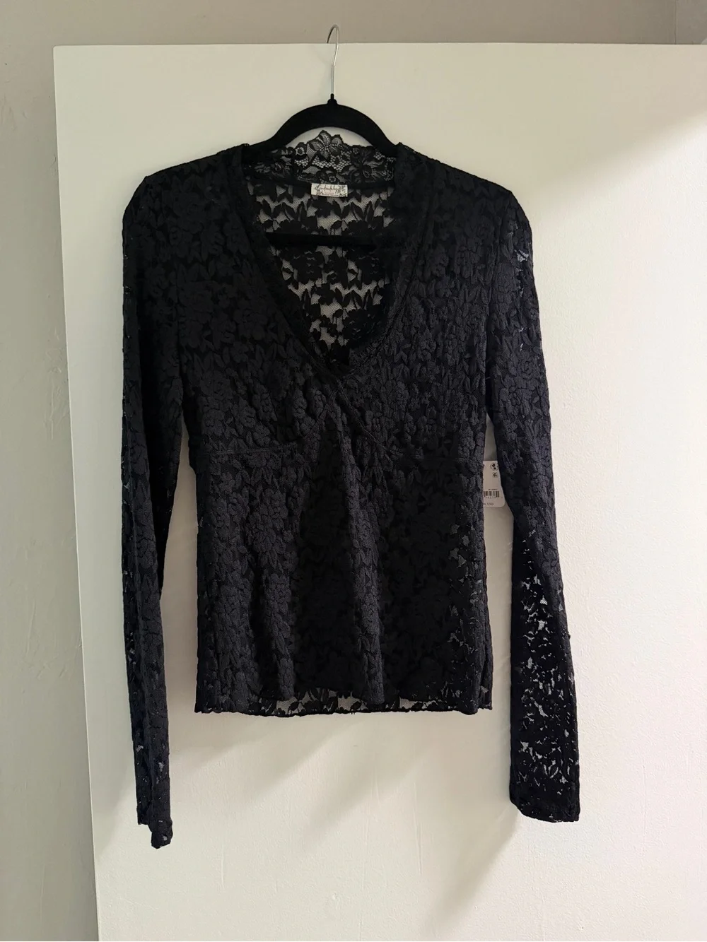 Free People x Intimately FP All Day Lace Long Sleeve Top In Black